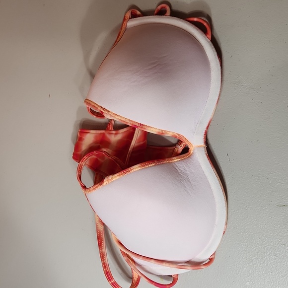 $5☃️PINK V.S. Tie Dye T Back Small Pink & Orange Swim Bikini Top - Picture 6 of 6